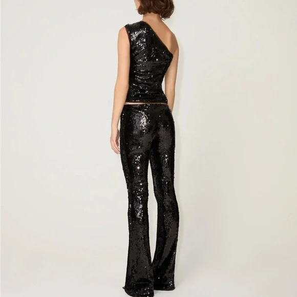 KHY X Sia Arnika one shoulder black sequin top with cut outs - Picture 5 of 10